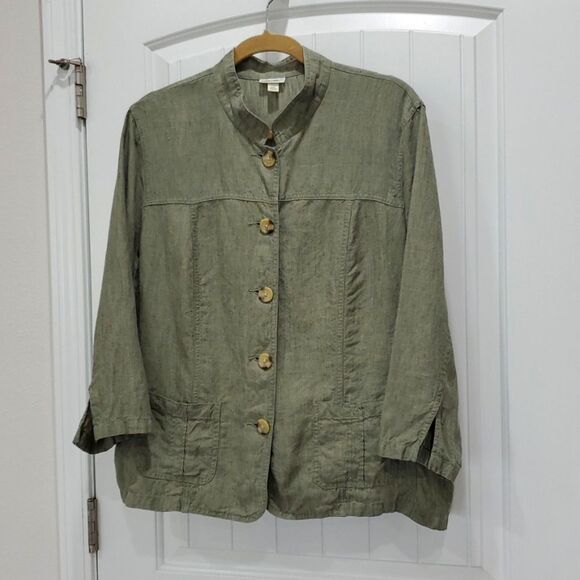 Cherokee Womans Sage Green 100% Linen Jacket, SIZE XXL - Picture 1 of 6
